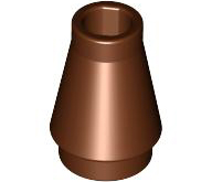Cone 1 x 1 [No Top Groove] in Reddish Brown