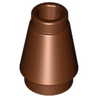 Cone 1 x 1 [Top Groove] in Reddish Brown