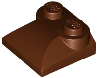 Brick Curved 2 x 2 x 2/3 Two Studs and Curved Slope End in Reddish Brown