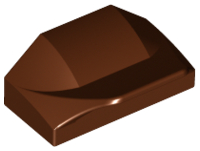 Brick Wedged, Curved 1 x 2 x 2/3 No Studs, Wing End in Reddish Brown