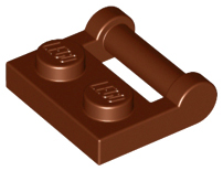 Plate Special 1 x 2 [Side Handle Closed Ends] in Reddish Brown