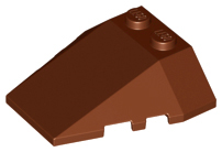Brick Wedged, Sloped 4 x 4 Triple, Stud Notches in Reddish Brown