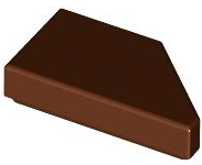 Tile 1 x 2 with Stud Notch Left in Reddish Brown