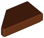 Tile 1 x 2 with Stud Notch Right in Reddish Brown