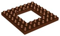 Duplo Plate 8 x 8 with Trap Door Opening in Reddish Brown