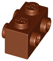 Brick Special 1 x 2 with Studs on 2 Sides in Reddish Brown