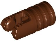 Hinge Cylinder 1 x 2 Locking with 2 Click Fingers and Axle Hole, 7 Teeth in Reddish Brown