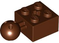 Technic Brick Special 2 x 2 with Ball and Axle Hole, with 6 Holes in Ball in Reddish Brown