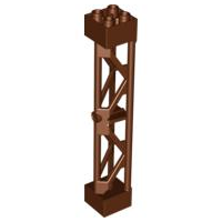 Support 2 x 2 x 10 Girder Triangular Vertical - Type 3 - Axle Hole, 3 Posts in Reddish Brown