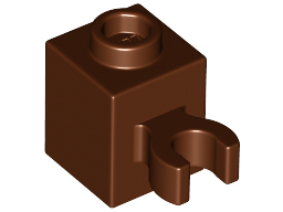 Brick Special 1 x 1 with Clip Vertical [Open O Clip, Hollow Stud] in Reddish Brown