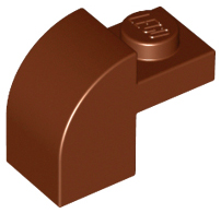 Brick Curved 1 x 2 x 1 1/3 with Curved Top in Reddish Brown