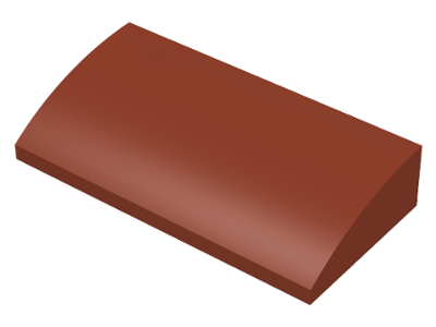 Brick Curved 2 x 4 x 2/3 No Studs [No Bottom Tubes] in Reddish Brown