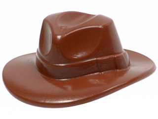 Hat Wide Brim, Outback Style with Wide Belt, Buckle (Fedora) in Reddish Brown