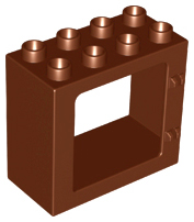 Duplo Door / Window Frame Flat Front Surface, Completely Open Back in Reddish Brown