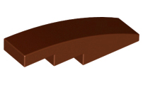 Brick Curved 4 x 1 No Studs [Stud Holder with Asymmetric Ridges] in Reddish Brown