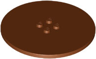 Plate Special Round 8 x 8 with 2 x 2 Center Studs with Groove in Reddish Brown