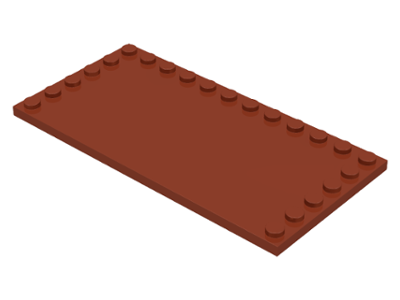 Plate Special 6 x 12 with Studs on 3 Edges in Reddish Brown