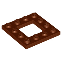 Plate Special 4 x 4 with 2 x 2 Opening in Reddish Brown