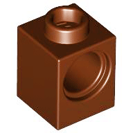 Technic Brick 1 x 1 with Pin Hole in Reddish Brown