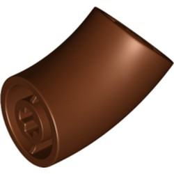 Brick Round 2 x 2 D. Tube with 45° Elbow and Axle Holes (Crossholes) at Each End [SHORT] in Reddish Brown
