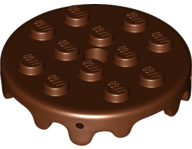Plate Special Round 4 x 4 with Melting Drops/Icing on Sides in Reddish Brown