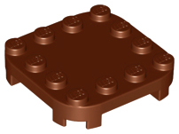 Plate Round Corners 4 x 4 x 2/3 Circle with Reduced Knobs in Reddish Brown