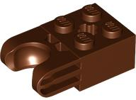 Technic Brick Special 2 x 2 with Ball Socket Wide and Axle Hole, No Arm Holes in Reddish Brown