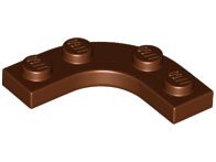 Plate Round Corner 3 x 3 with 2 x 2 Round Cutout in Reddish Brown