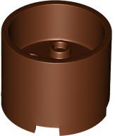 Brick Round 3 x 3 x 2 Recessed Center with 2 x 2 Studs and Axle Hole in Reddish Brown