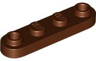 Plate Special 1 x 4 Rounded with 2 Open Studs in Reddish Brown