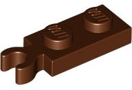 Plate Special 1 x 2 with Clip Vertical on End in Reddish Brown