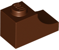 Brick Curved 2 x 1 with Inverted Cutout in Reddish Brown