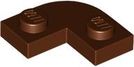 Plate Round Corner 2 x 2 with 1 x 1 Cutout in Reddish Brown