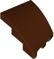 Brick Wedged, Curved 3 x 2 with Stud Notch Left in Reddish Brown