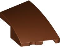 Brick Wedged, Curved 3 x 2 with Stud Notch Right in Reddish Brown