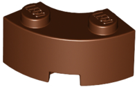 Brick Round Corner 2 x 2 Macaroni with Stud Notch and Reinforced Underside [New Style] in Reddish Brown