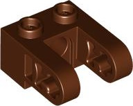Technic Brick 1 x 2 with Hole and Dual Beam Extensions in Reddish Brown