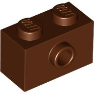 Brick Special 1 x 2 with 1 Center Stud on 1 Side, Bottom Stud Holder in Reddish Brown