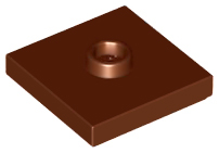 Plate Special 2 x 2 with Groove and Center Stud (Jumper) in Reddish Brown