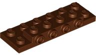 Plate Special 2 x 6 x 2/3 with 4 Studs on Side, 3 Support Walls on Bottom in Reddish Brown
