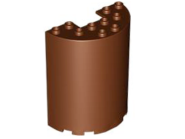 Cylinder Half 3 x 6 x 6 with 1 x 2 Cutout in Reddish Brown