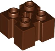 Brick Special 2 x 2 with Grooves and Axle Hole in Reddish Brown