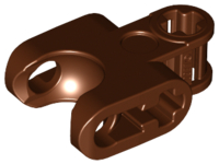 Technic Axle Connector 2 x 3 with Ball Socket, Open Lower Axle Holes in Reddish Brown