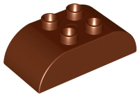 Duplo Brick 2 x 4 Curved Top in Reddish Brown