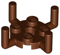 Plate Special Round 2 x 2 with Pin Hole and 4 Bars Up in Reddish Brown