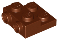 Plate Special 2 x 2 x 2/3 with Two Studs On Side and Two Raised [Solid Anti-stud] in Reddish Brown
