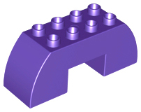 Duplo Brick 2 x 6 x 2 Curved with 2 x 2 Cutout on Bottom in Dark Purple