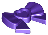 Headwear Accessory Bow with Heart, Long Ribbon and Pin in Dark Purple
