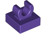 Tile Special 1 x 1 with Clip with Rounded Edges in Dark Purple