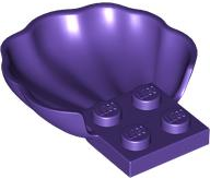 Animal Body Part, Clam / Scallop Half Shell with 4 Studs in Dark Purple